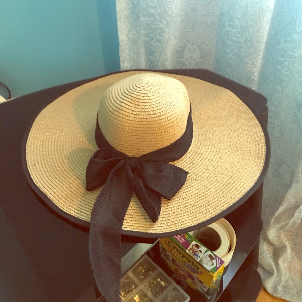 Floppy Straw Hat with black bow
